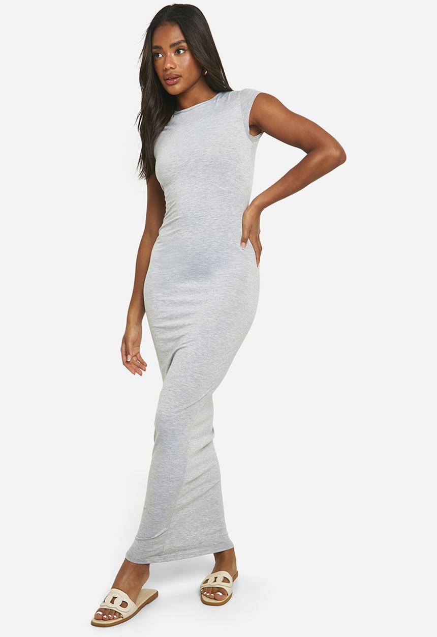 boohoo - Super Soft Cap Sleeve Maxi Dress - Grey Marl