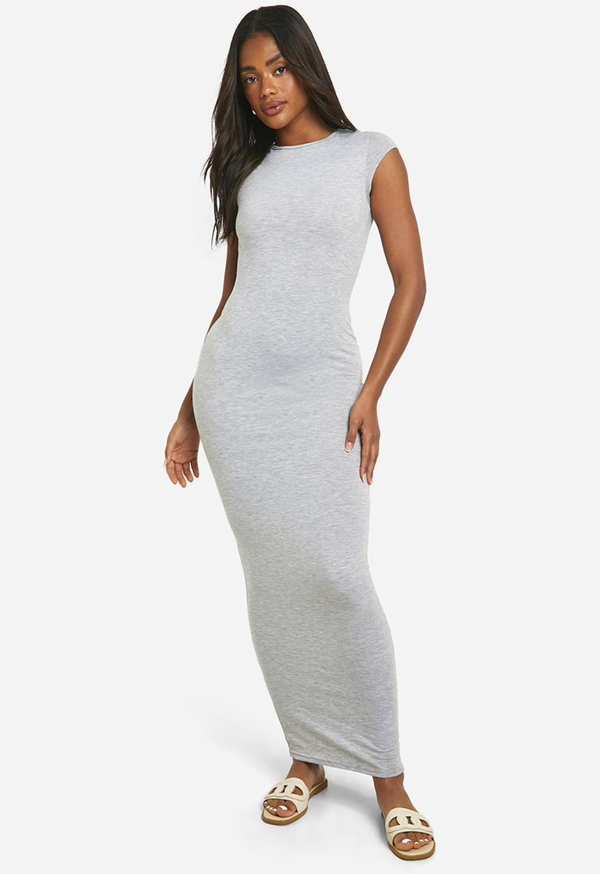 boohoo - Super Soft Cap Sleeve Maxi Dress - Grey Marl