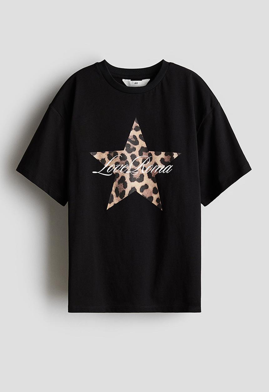 H&M - Oversized print-motif T-shirt - black