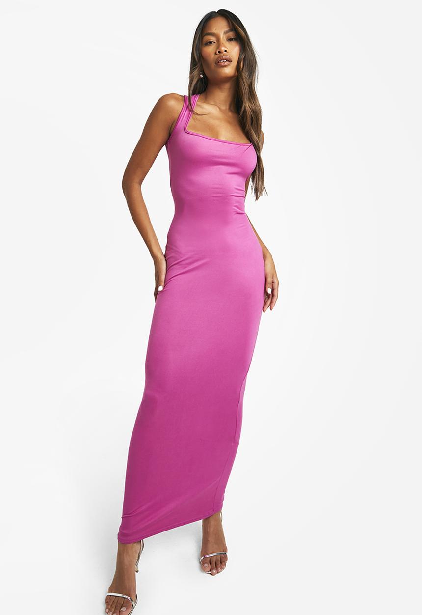 boohoo - Super Soft Square Neck Maxi Dress - Purple