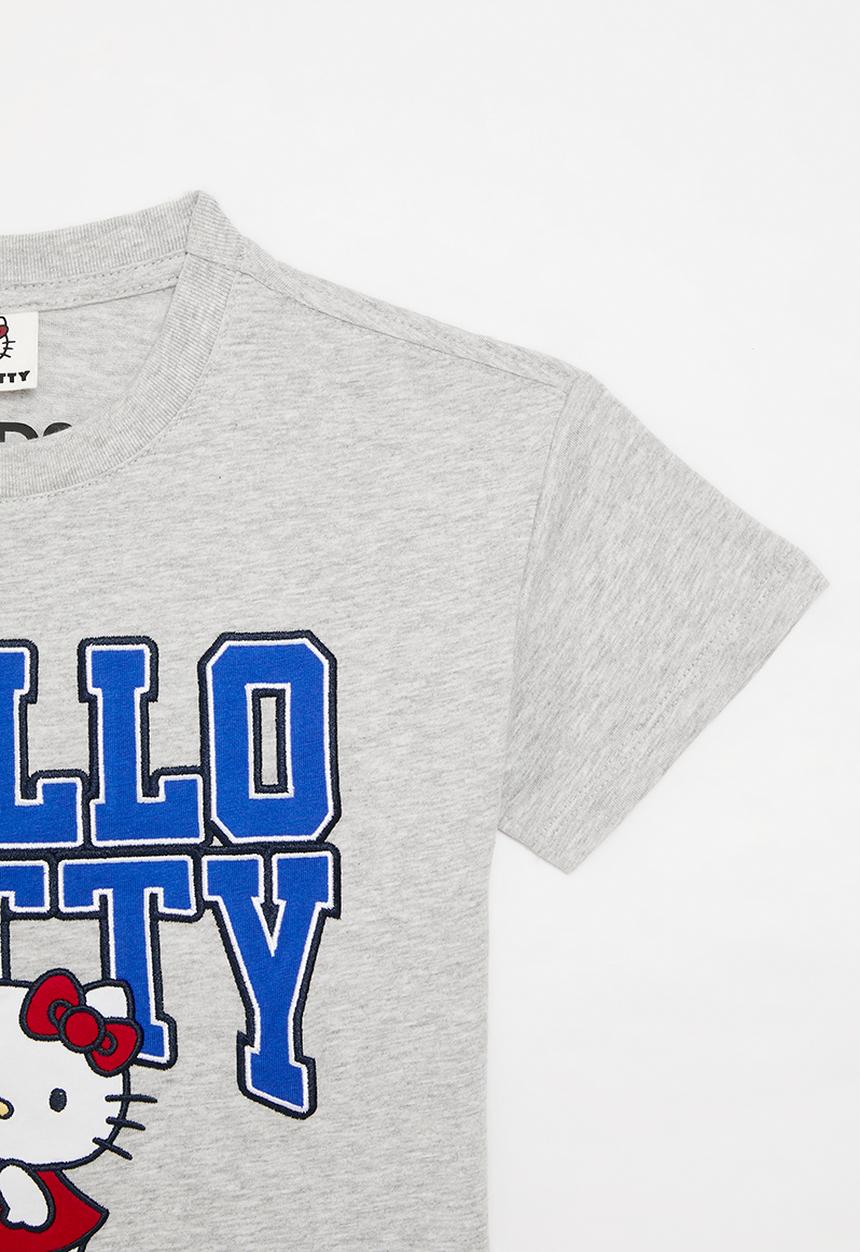 Cotton On - License drop shoulder short sleeve tee - lcn san hello kitty fog grey 