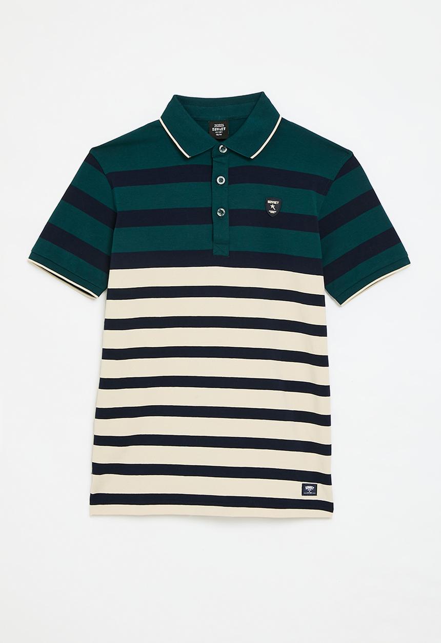 SOVIET - Boys y/dye stripe golfer - deep teal