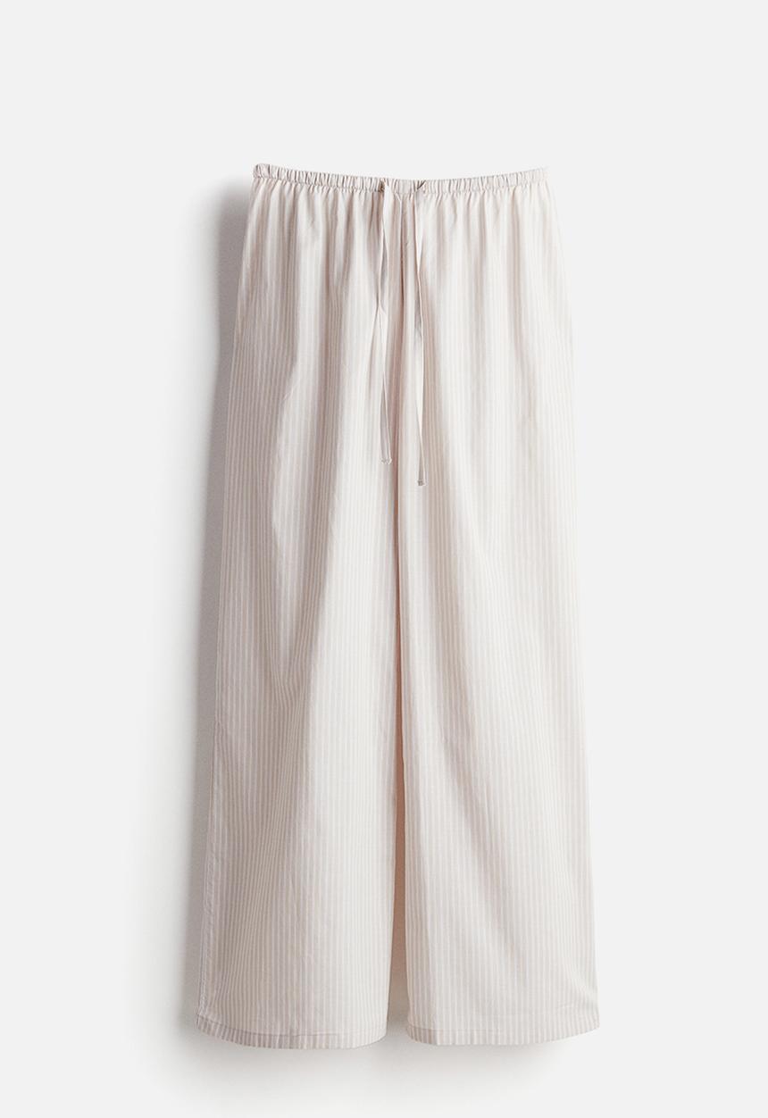 H&M - Cotton pyjama bottoms - light greige striped