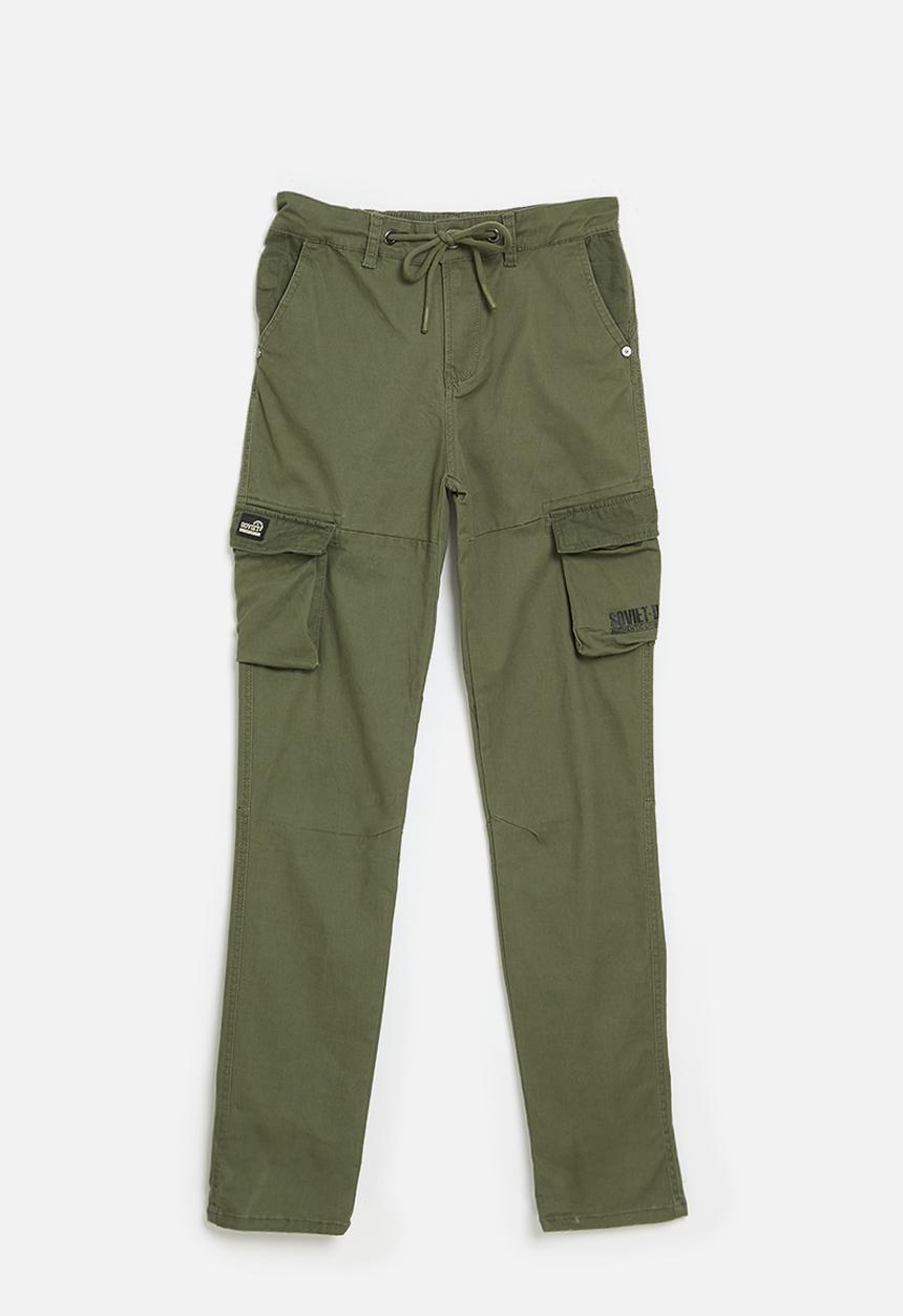 SOVIET - Boys fashion cargo pants - olive