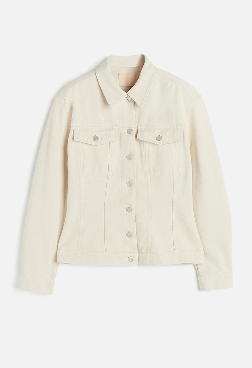 H&M - Tapered-waist denim jacket - white