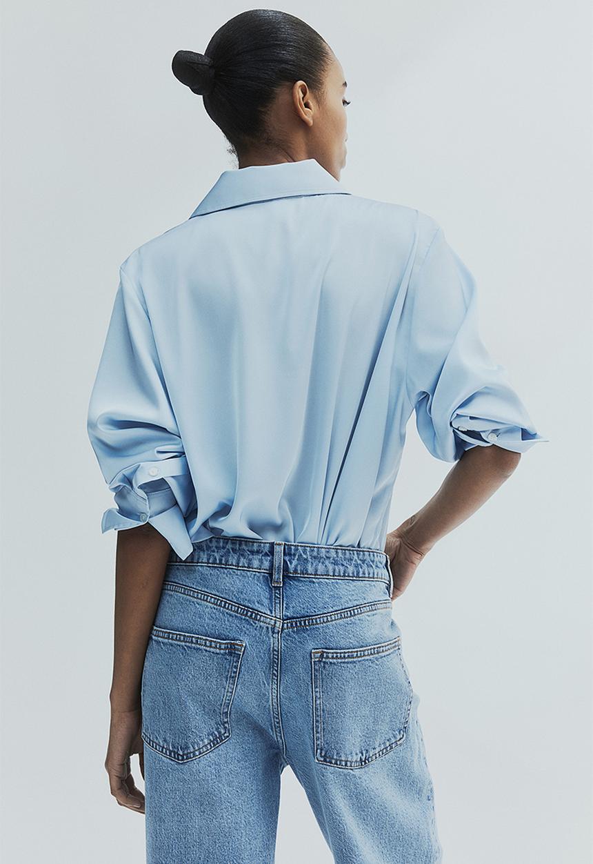 H&M - Wide denim trousers - light denim blue