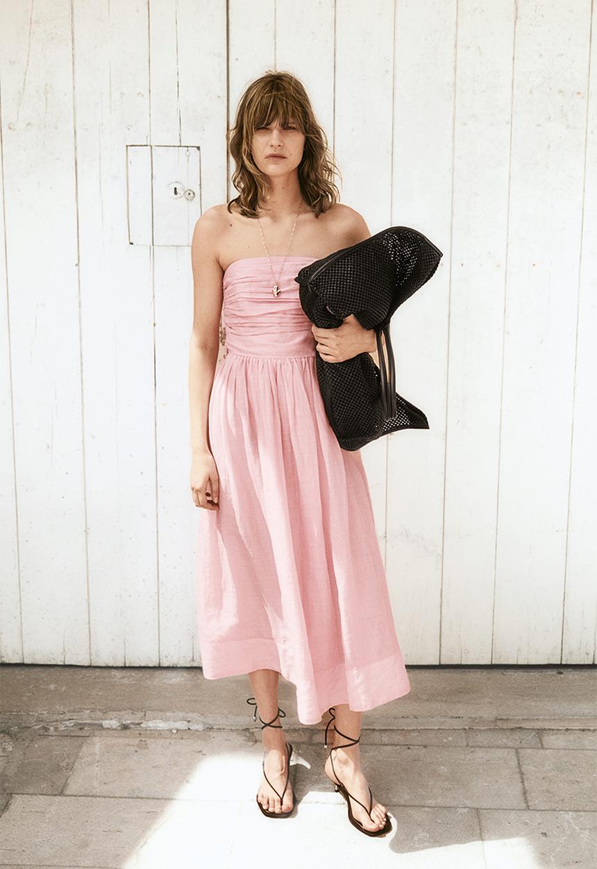 H&M - Ramie bandeau dress - light pink