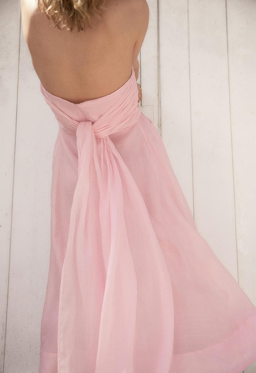 H&M - Ramie bandeau dress - light pink