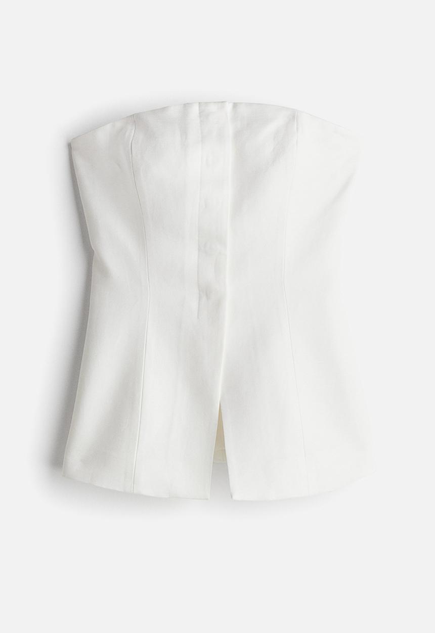 H&M - Linen-blend bandeau top - white