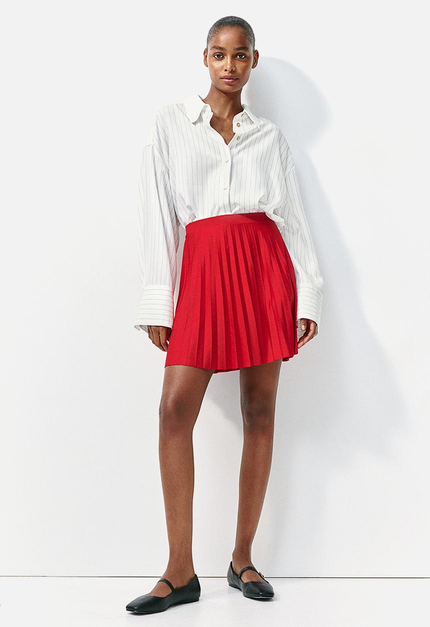 H&M - Pleated jersey skirt - bright red