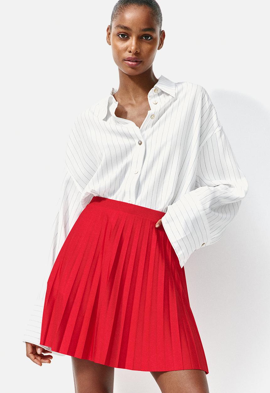 H&M - Pleated jersey skirt - bright red