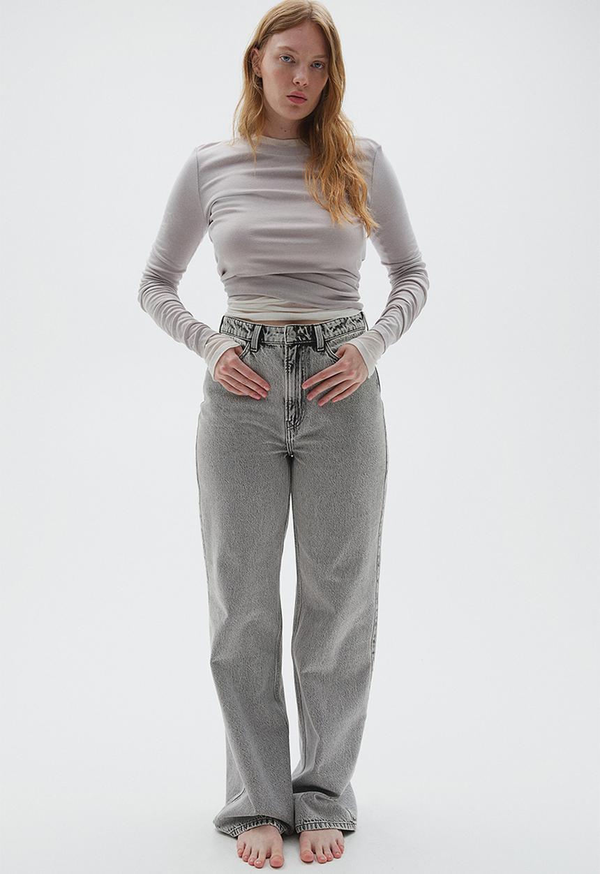 Curvy fit wide ultra high jeans - grey - 1236089001