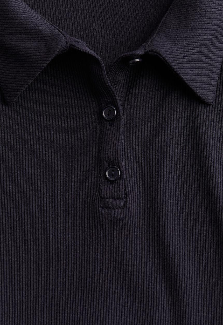 H&M - Ribbed polo shirt - Navy blue