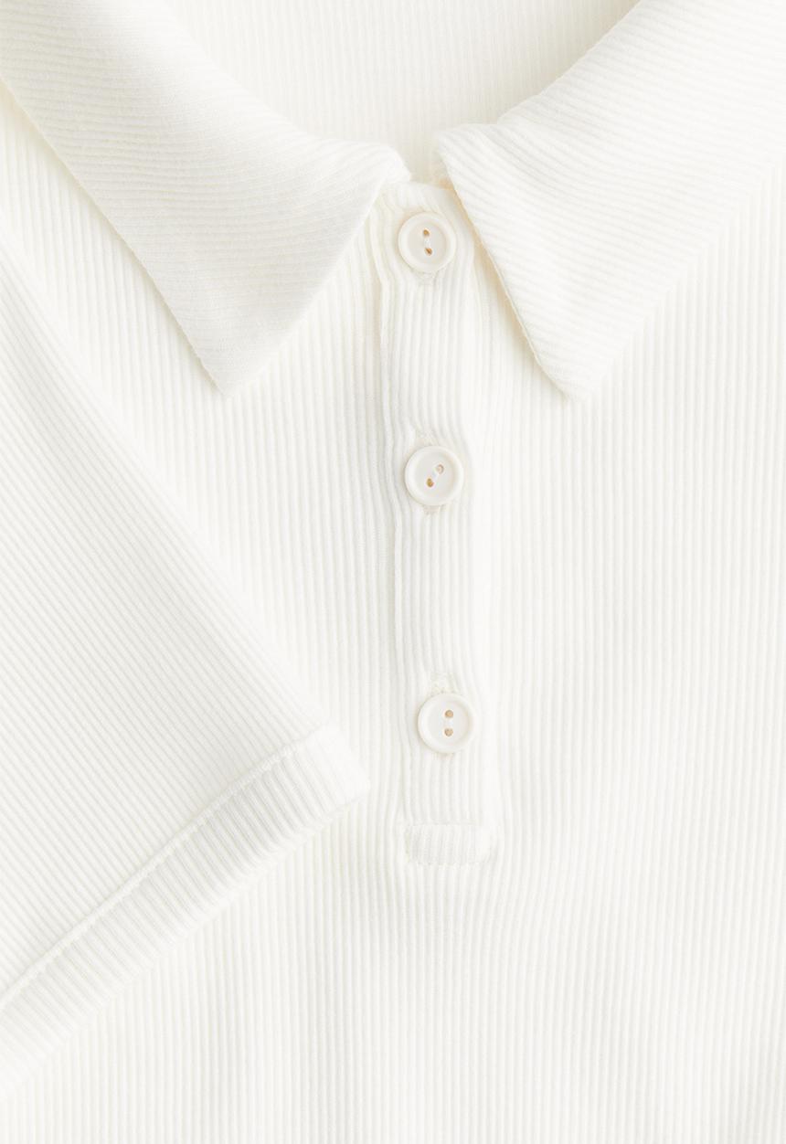 H&M - Ribbed polo shirt - white