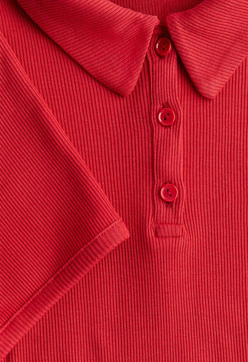 H&M - Ribbed polo shirt - red
