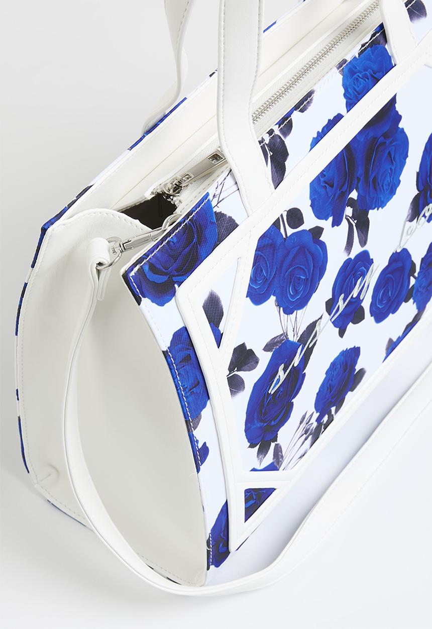 SISSY BOY - Rose print tote bag - cobalt blue/white
