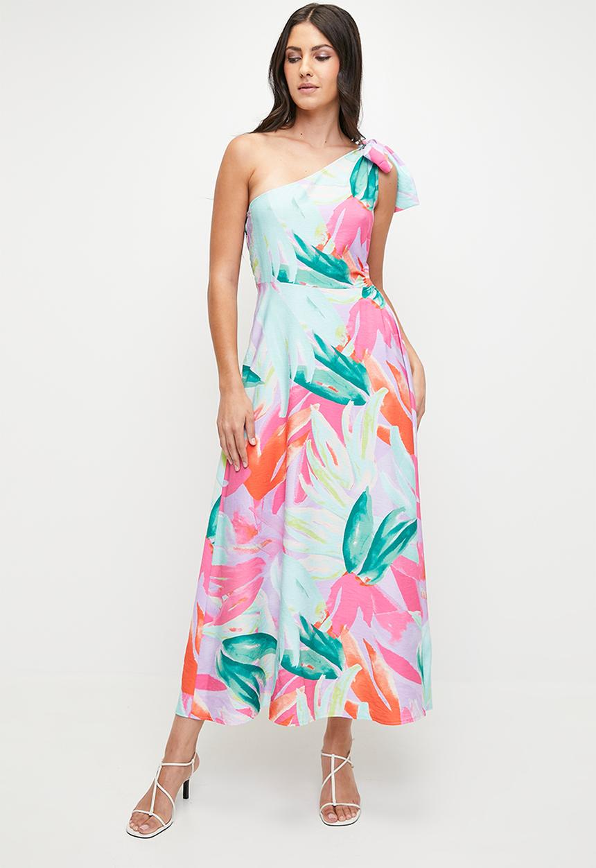 MILLA - Asymmetric Bow Detail Maxi Dress - Multi