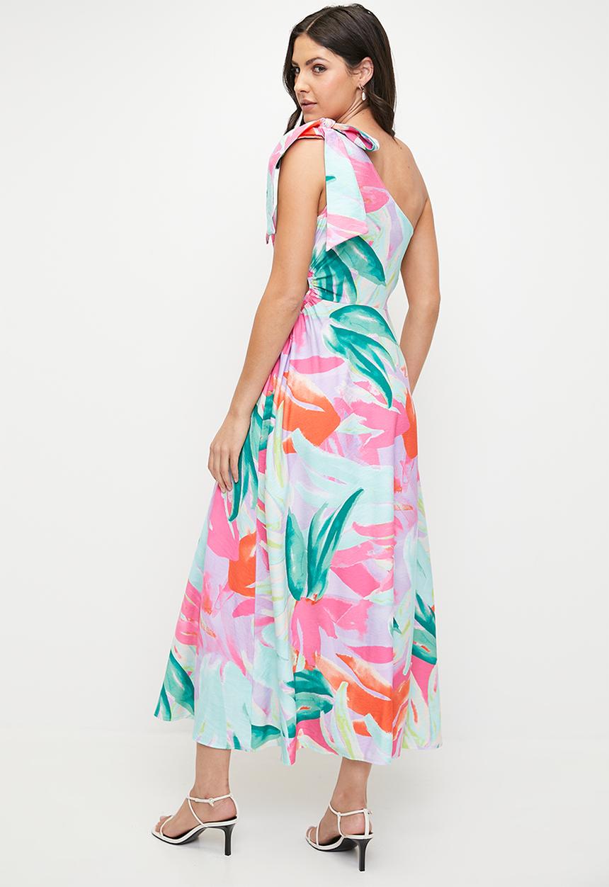 MILLA - Asymmetric Bow Detail Maxi Dress - Multi