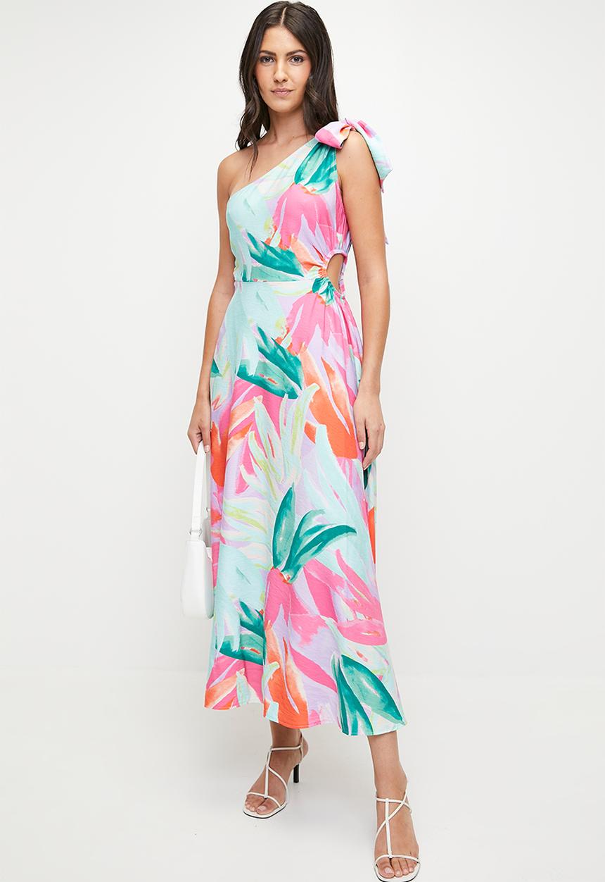 MILLA - Asymmetric Bow Detail Maxi Dress - Multi