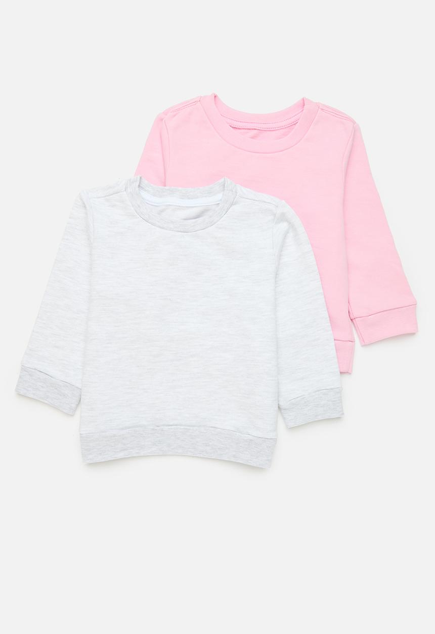 Pop Candy - 2 Pack plain sweatshirt - pink & light grey