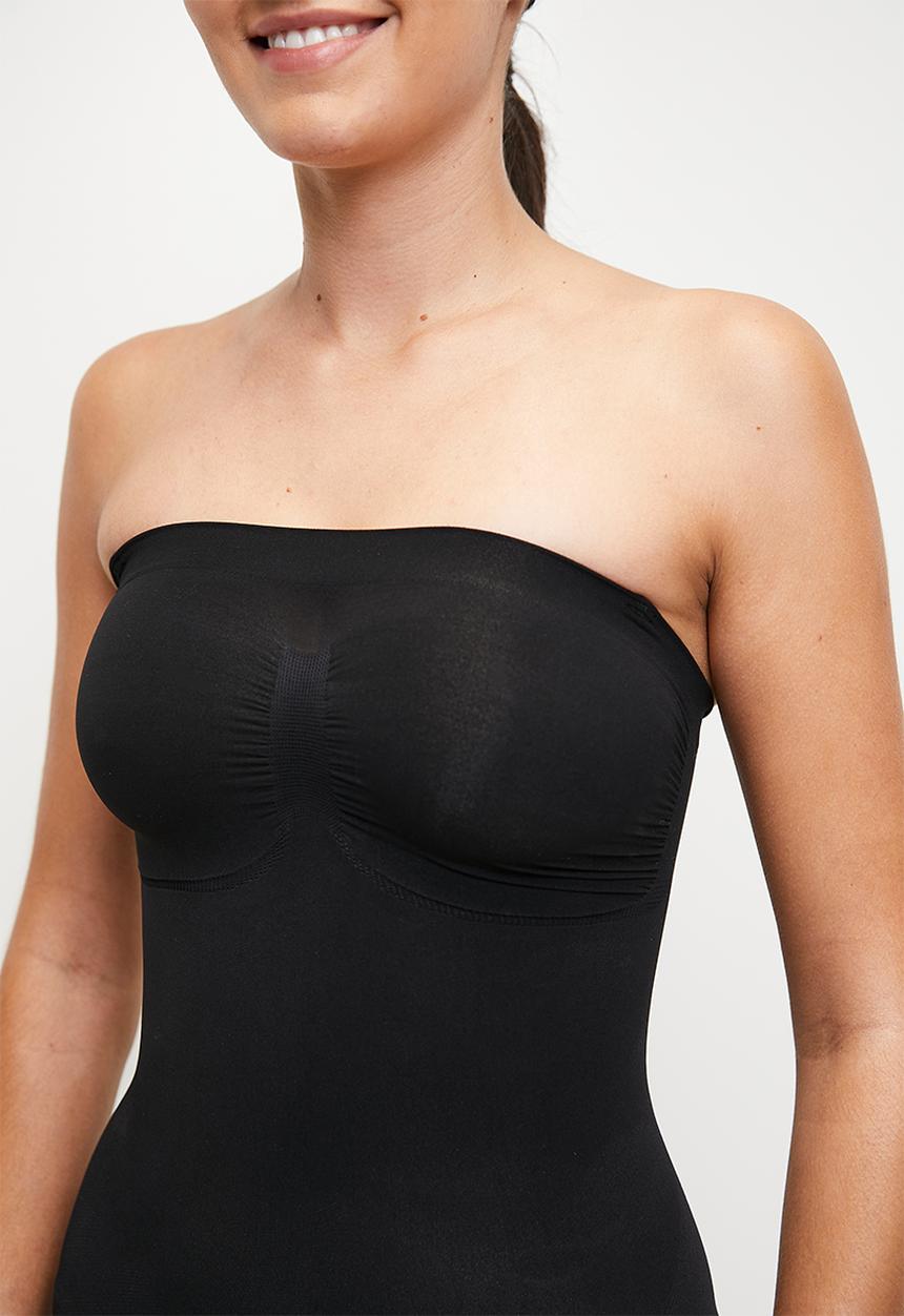 Easy Curves Shapewear - Boob tube mid thigh bodysuit - black