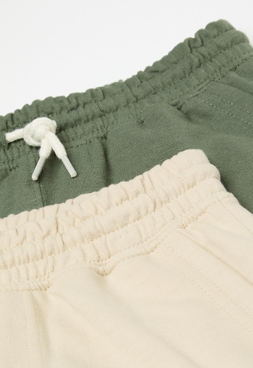 Cotton On - Multipack henry slouch short two pack - rainy day/swag green