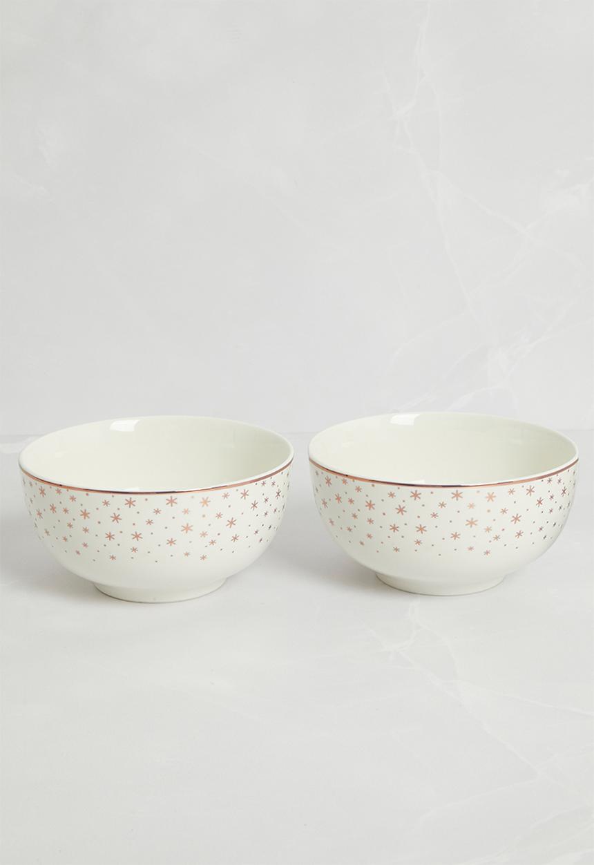 Excellent Houseware - Bone Porcelain Bowl set of 2 - gold
