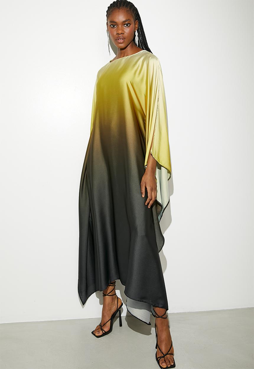 VELVET - Slash Neck Kaftan Dress - Golden Dust Ombre