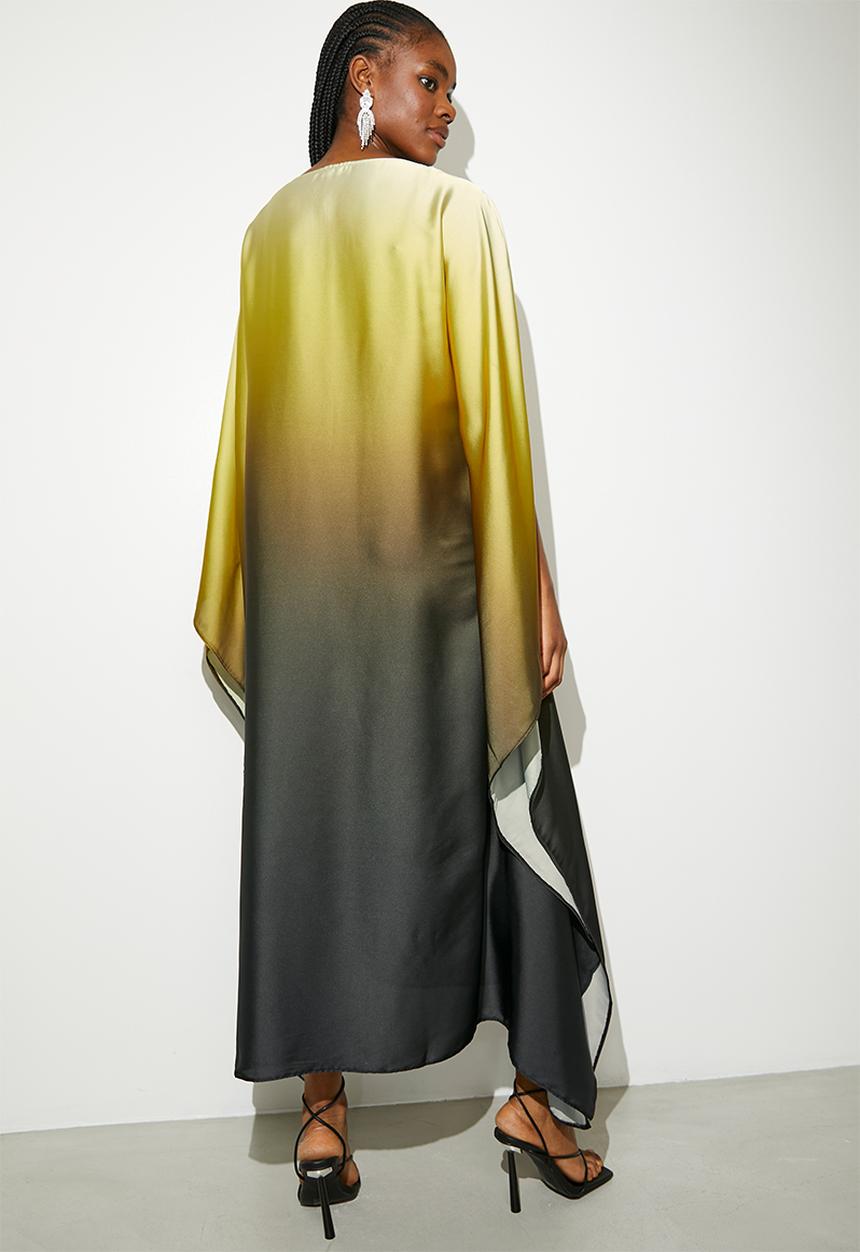 VELVET - Slash Neck Kaftan Dress - Golden Dust Ombre