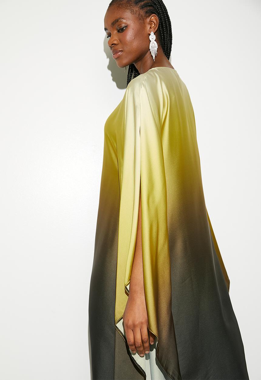 VELVET - Slash Neck Kaftan Dress - Golden Dust Ombre