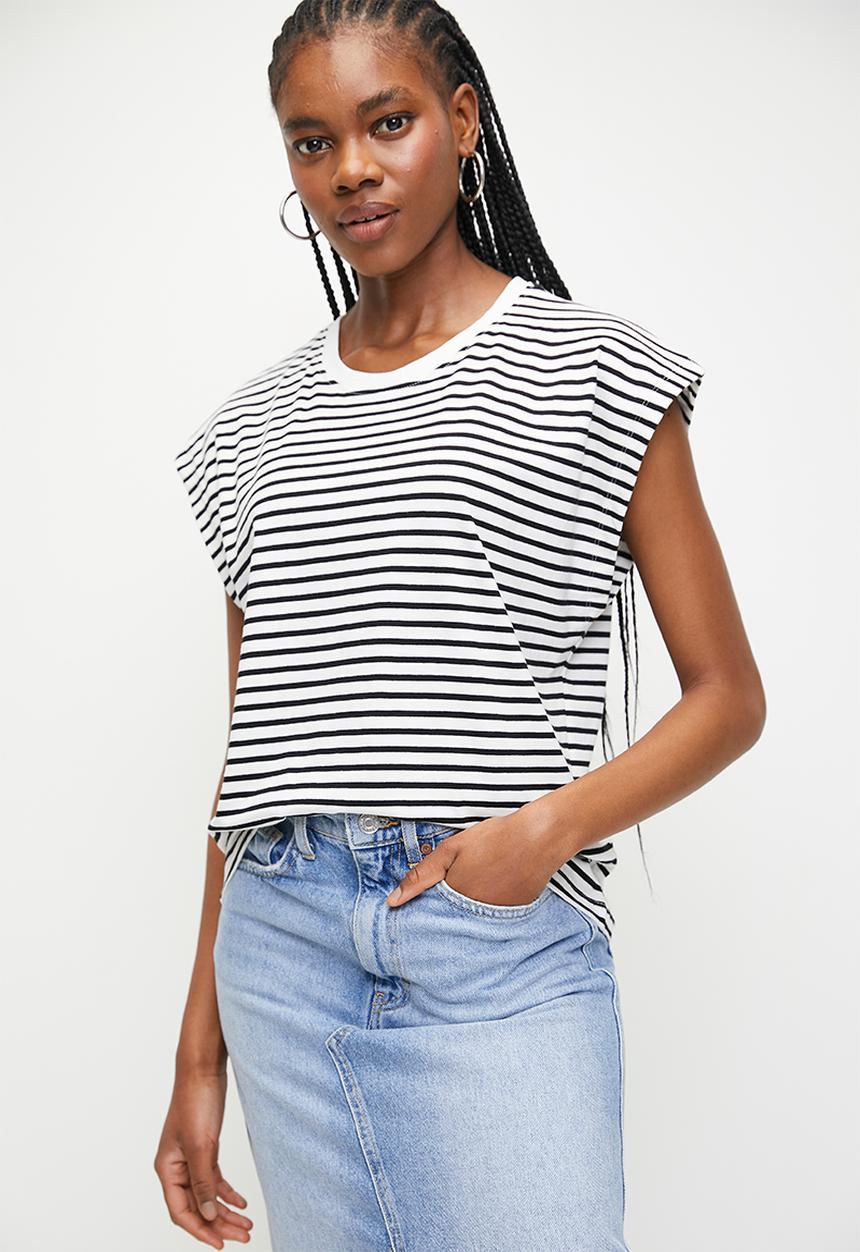 Superbalist - Extended sleeve top - off white & black