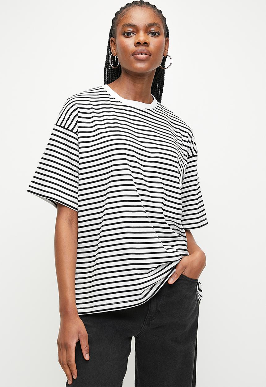 Superbalist - Oversized stripe tee - white & black