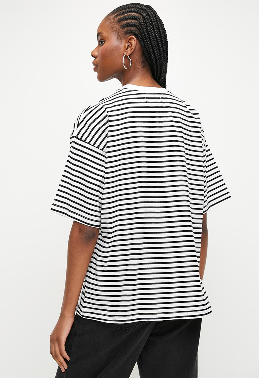 Superbalist - Oversized stripe tee - white & black