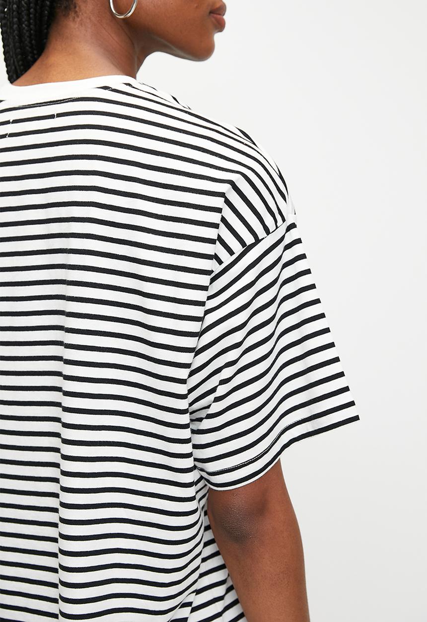 Superbalist - Oversized stripe tee - white & black