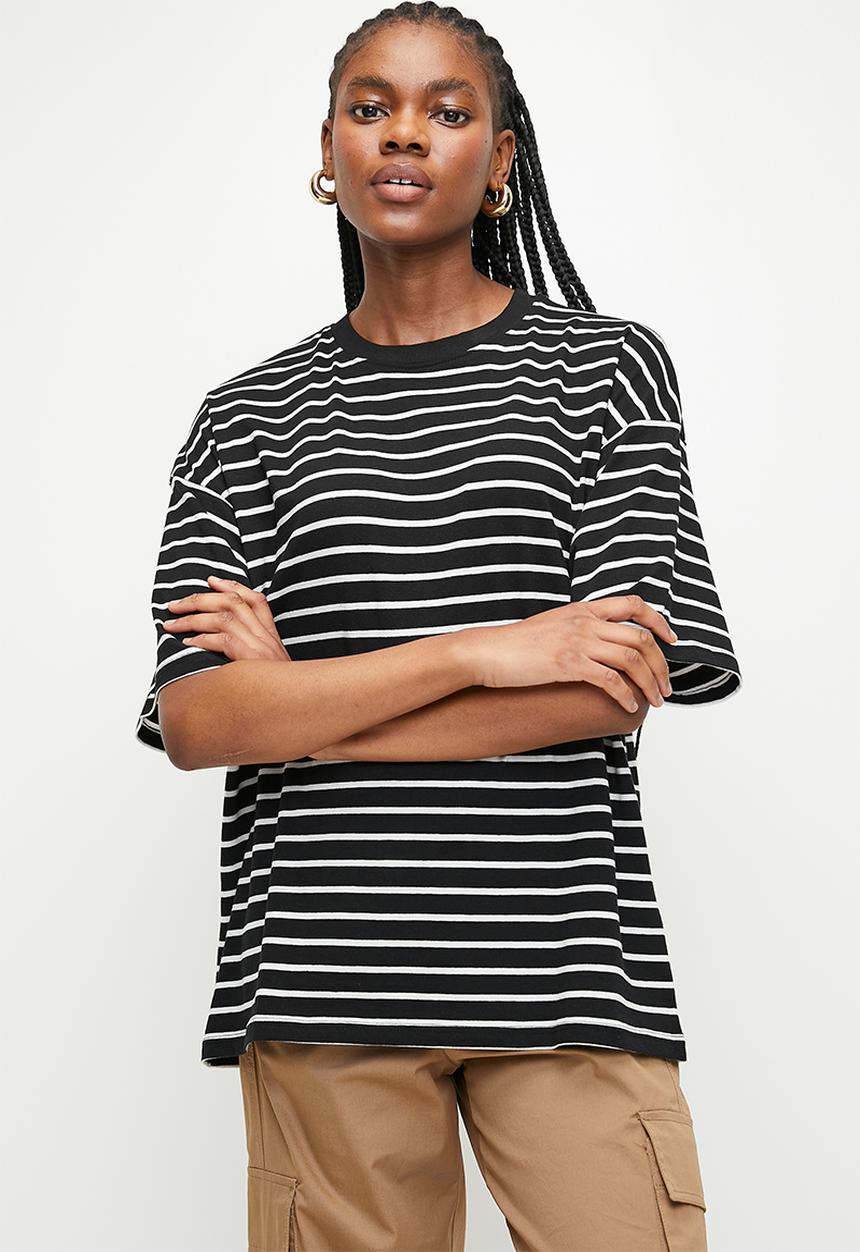 Superbalist - Oversized stripe tee - black & white