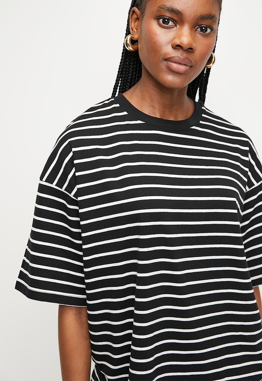 Superbalist - Oversized stripe tee - black & white