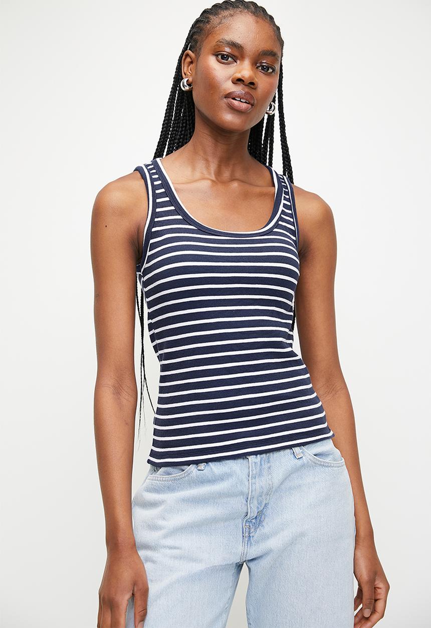 Superbalist - Stripe vest - navy & white 