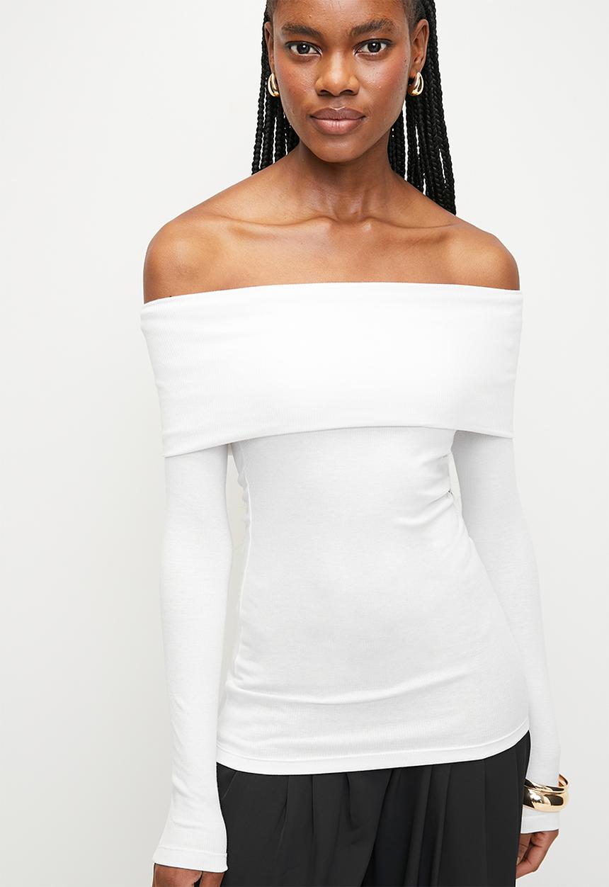 Superbalist - Fitted off the shoulder tee - white