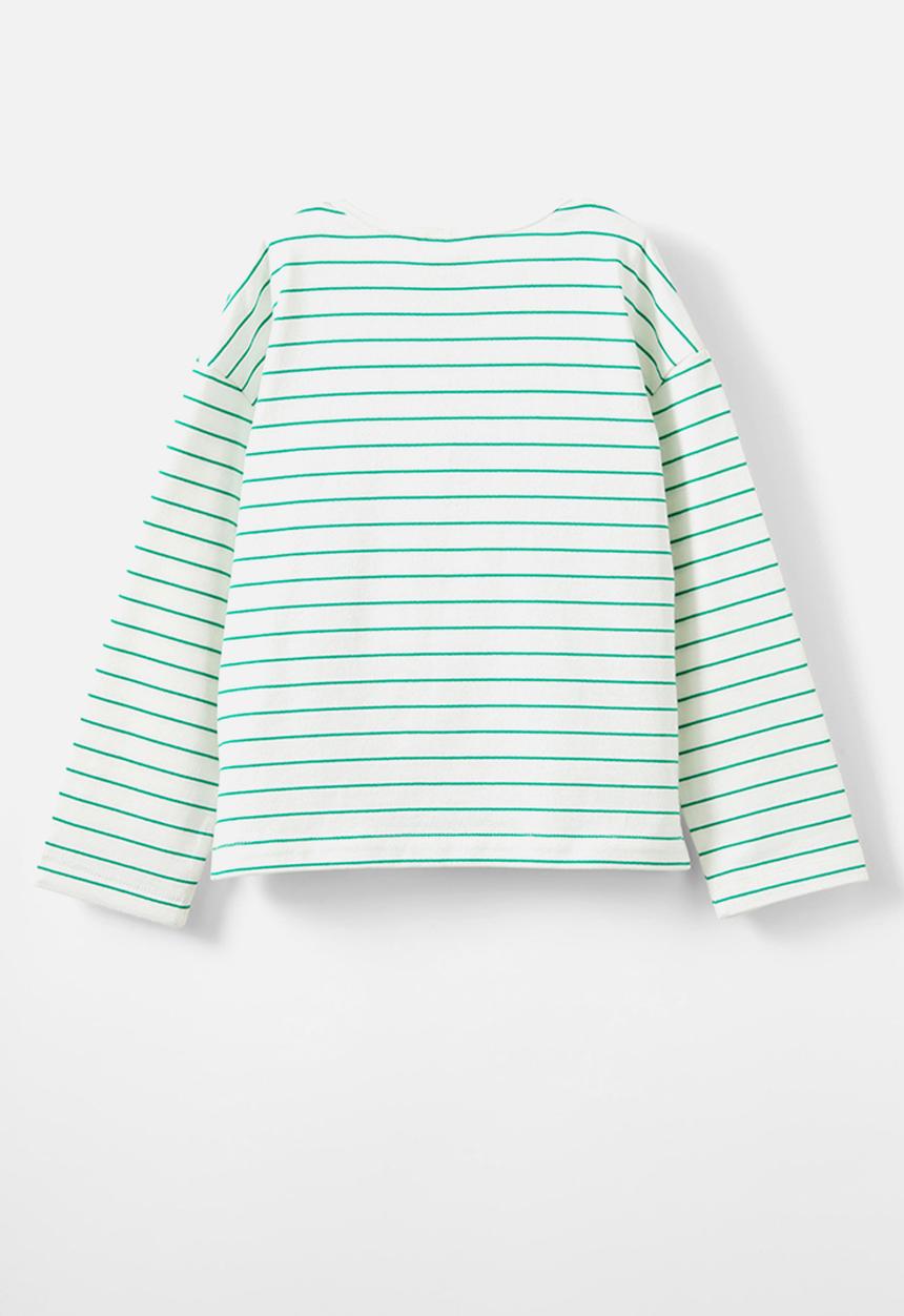 Cotton On - Piper long sleeve tee - vanilla/island green stripe