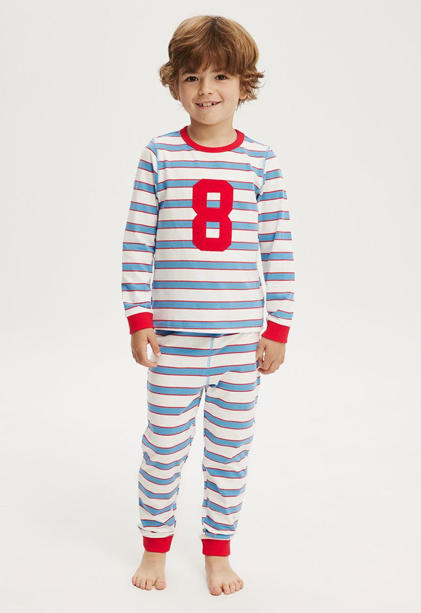 Cotton On - Ace long sleeve pyjama set - vanilla/deep sea blue 8 stripe