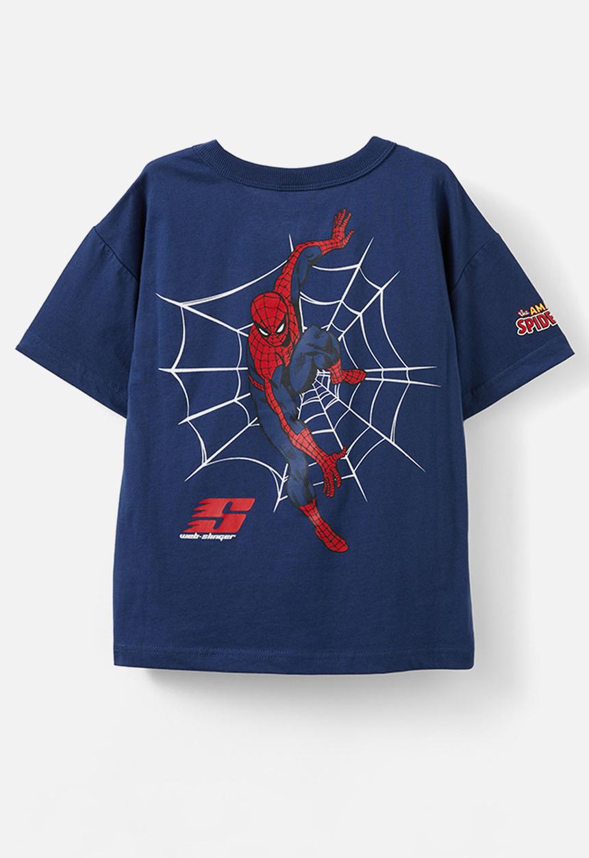 Cotton On - Spiderman shoulder short sleeve tee - blue