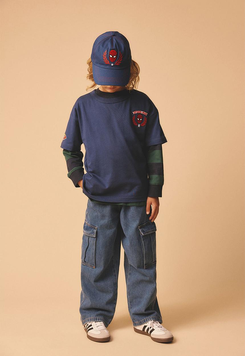 Cotton On - Spiderman shoulder short sleeve tee - blue