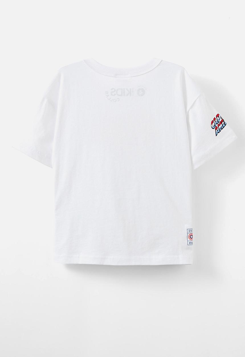 Cotton On - Captain america drop shoulder short sleeve tee - white