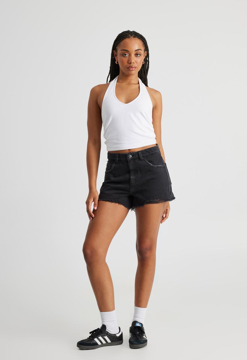 Factorie - Street Cut Off Denim Short - Washed Black