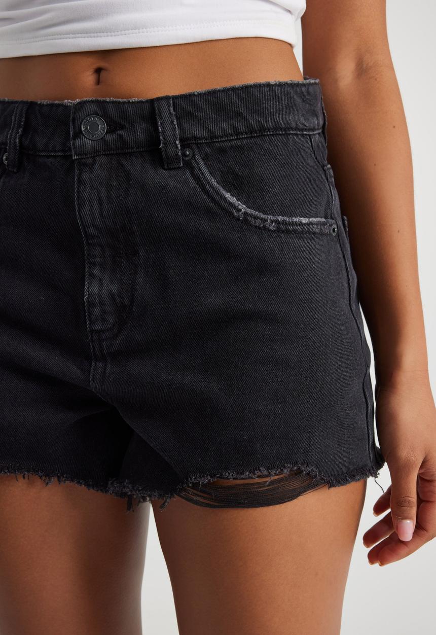 Factorie - Street Cut Off Denim Short - Washed Black