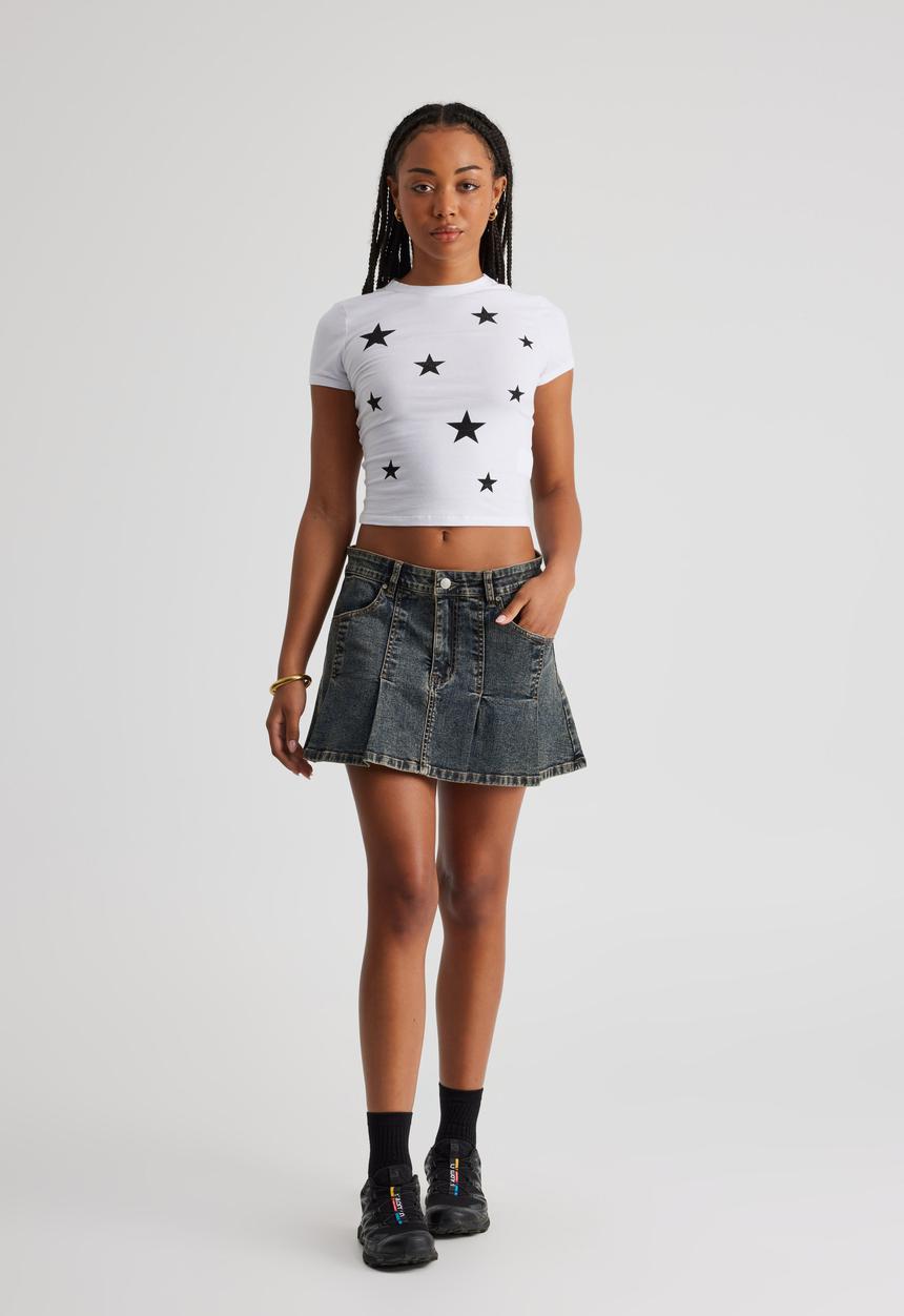 Factorie - Pleat Denim Skirt - Workshop Blue
