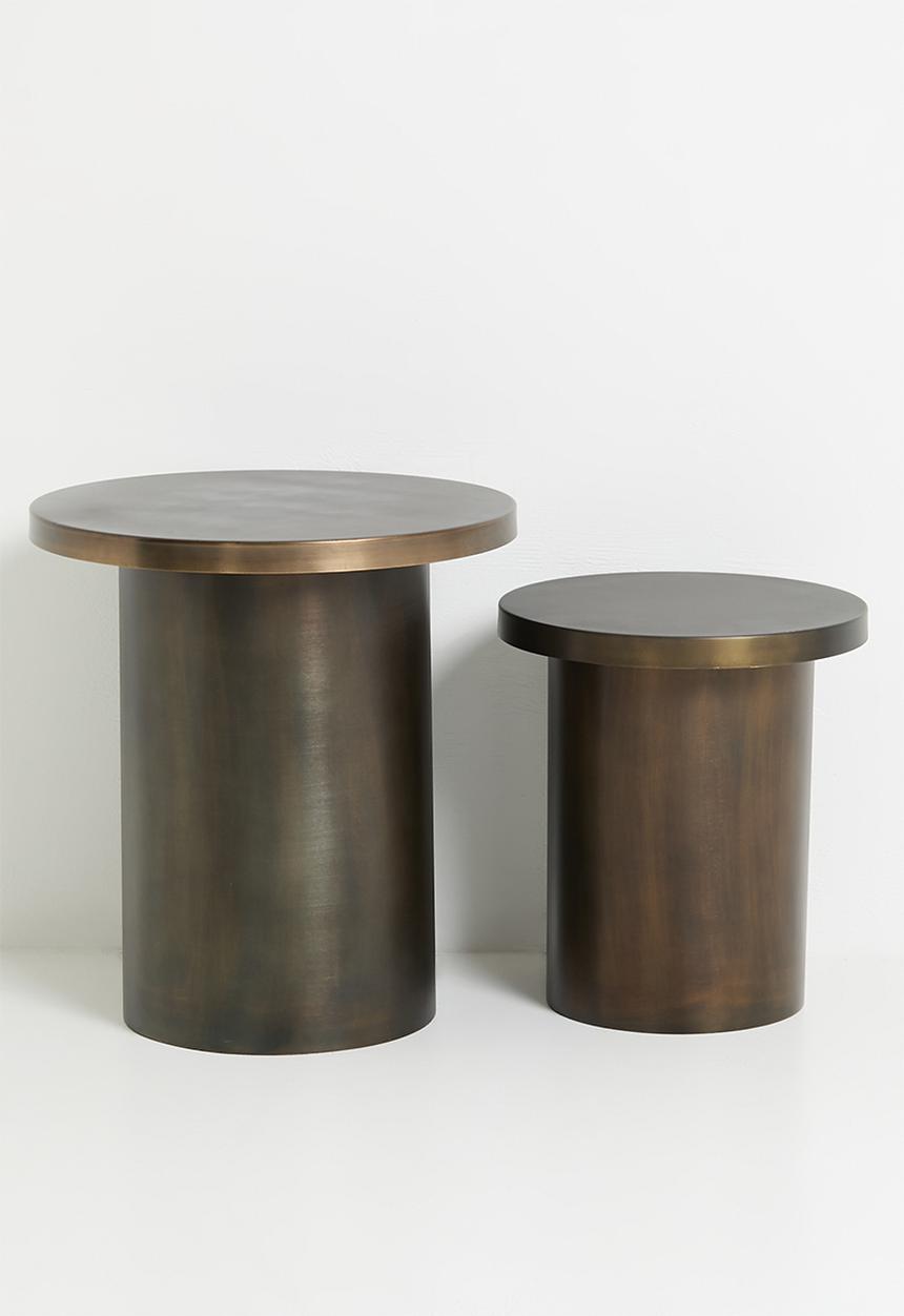 Sixth Floor - Grace nested brass side tables - metallic