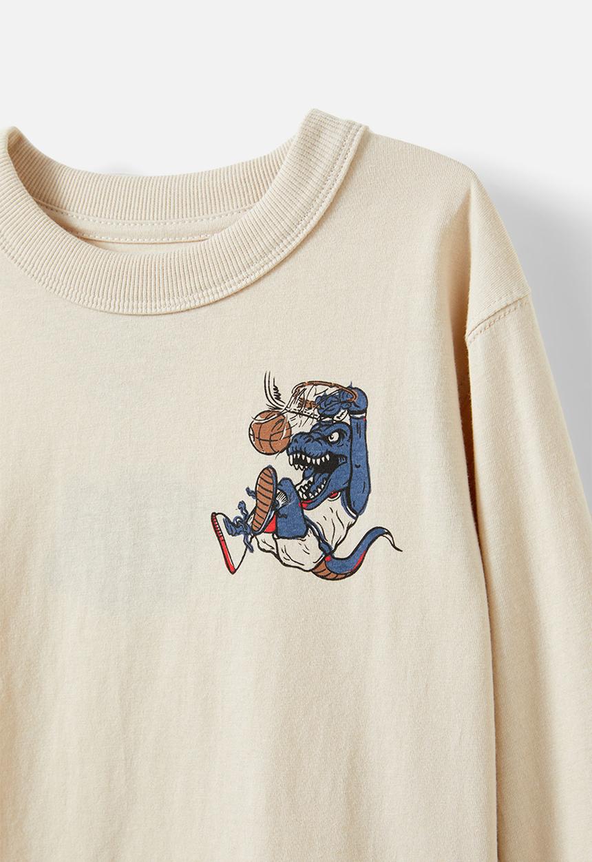Cotton On - Long sleeve jonny tee - rainy day/oregon basketball dino