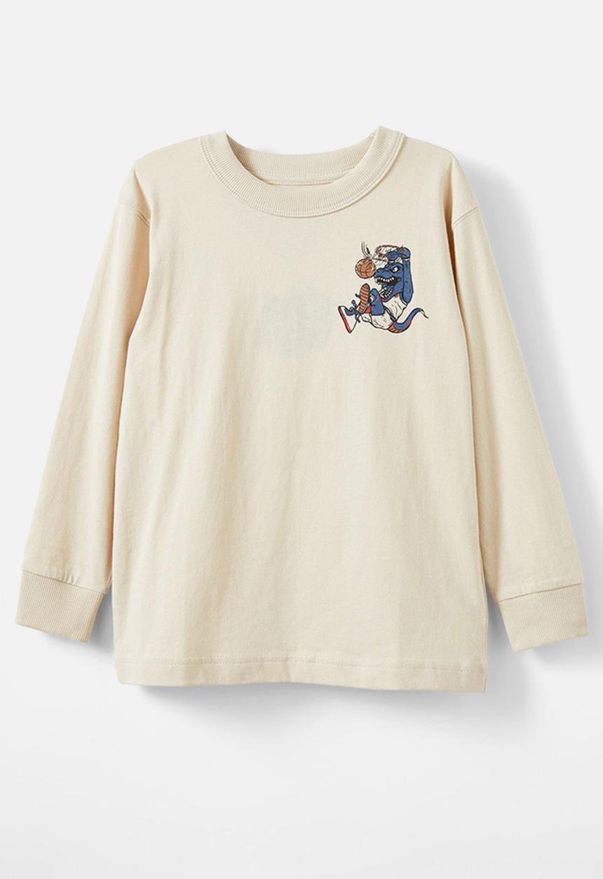 Cotton On - Long sleeve jonny tee - rainy day/oregon basketball dino
