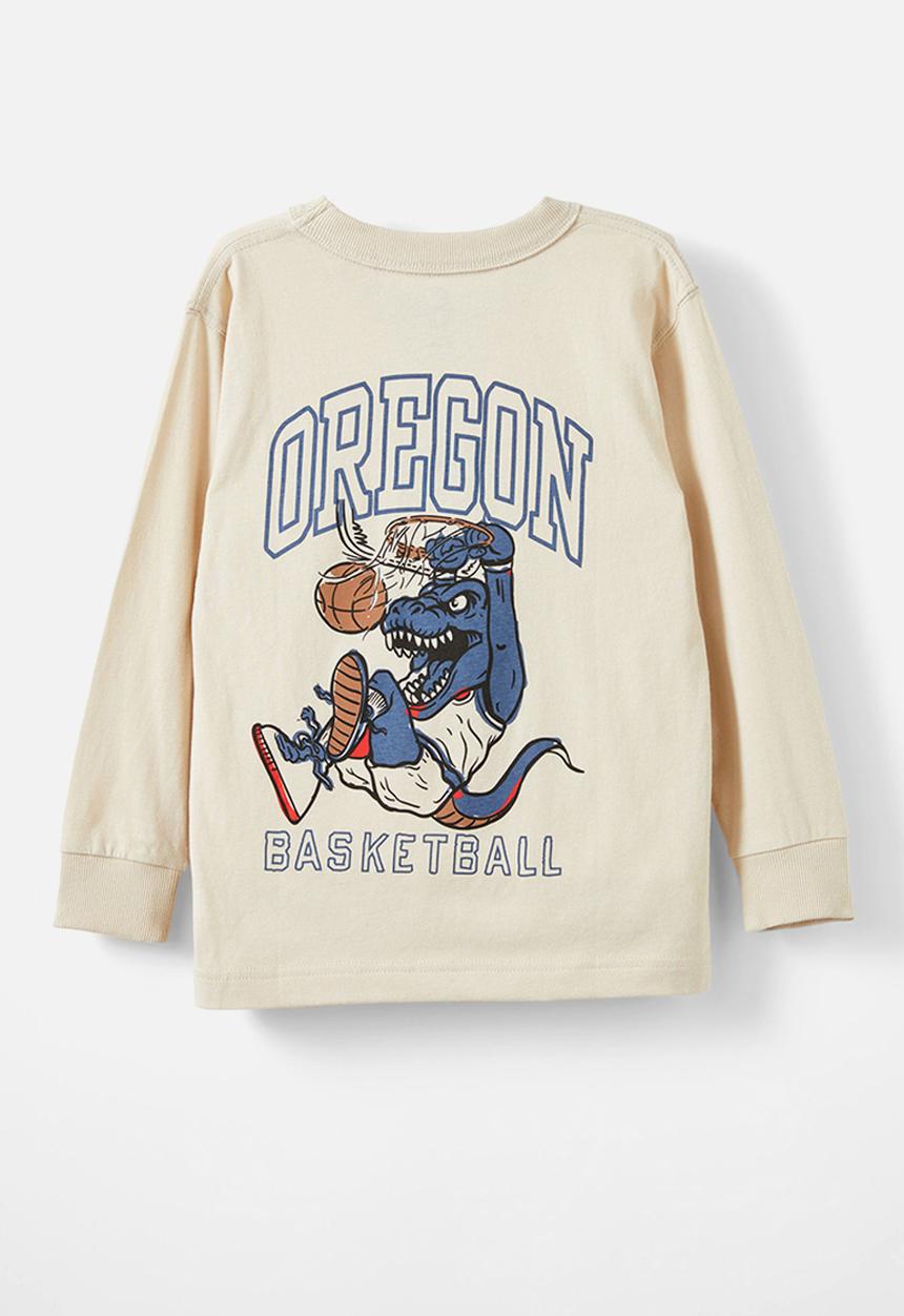 Cotton On - Long sleeve jonny tee - rainy day/oregon basketball dino